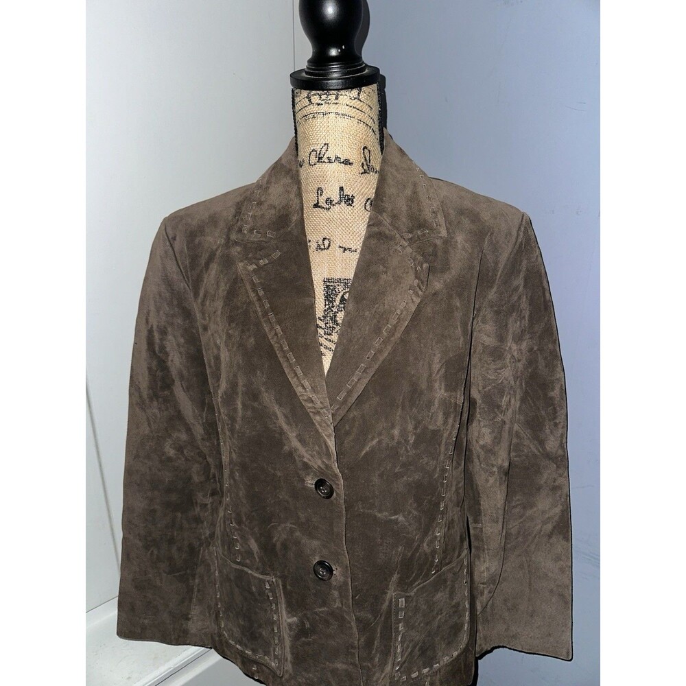 Vintage Valerie Stevens Genuine Leather Jacket Large Leather Details Throughout